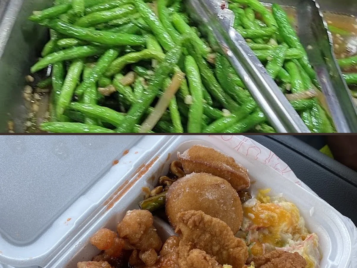Buffet trays with Chinese restaurant dishes