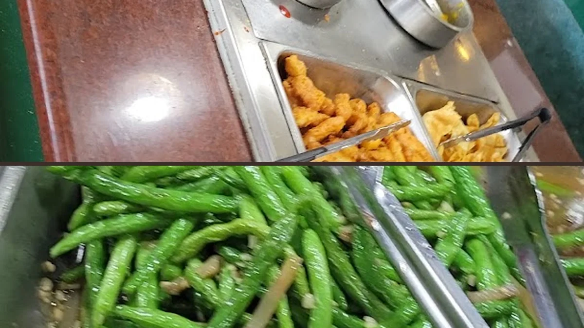 Buffet trays with Chinese restaurant dishes