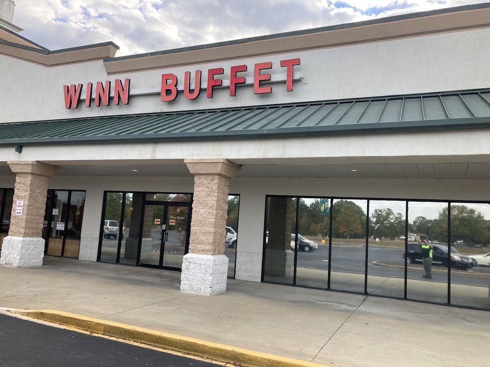 Buffet trays with Chinese restaurant dishes